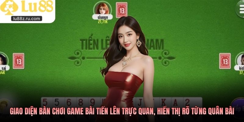 Giao diện bàn chơi game bài tiến lên trực quan, hiển thị rõ từng quân bàiGiao diện bàn chơi game bài tiến lên trực quan, hiển thị rõ từng quân bài